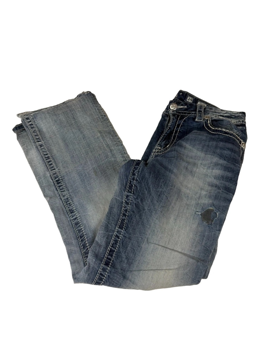 Y2K Miss Me Women’s Size 29 Mid Rise Easy Bootcut Jeans Medium Wash Blue #4333